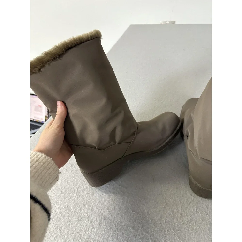 Totes Snow Boots Girls Size Medium Brown Faux Fur Zip Winter Warm‎ 55001